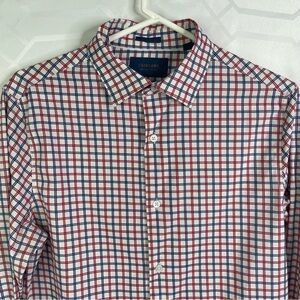 Fairlane Men's Red and Blue Checkered Cotton Button Down Shirt Size Small